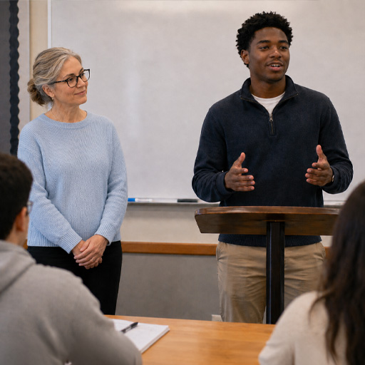 Educator reviewing reporting and student progress