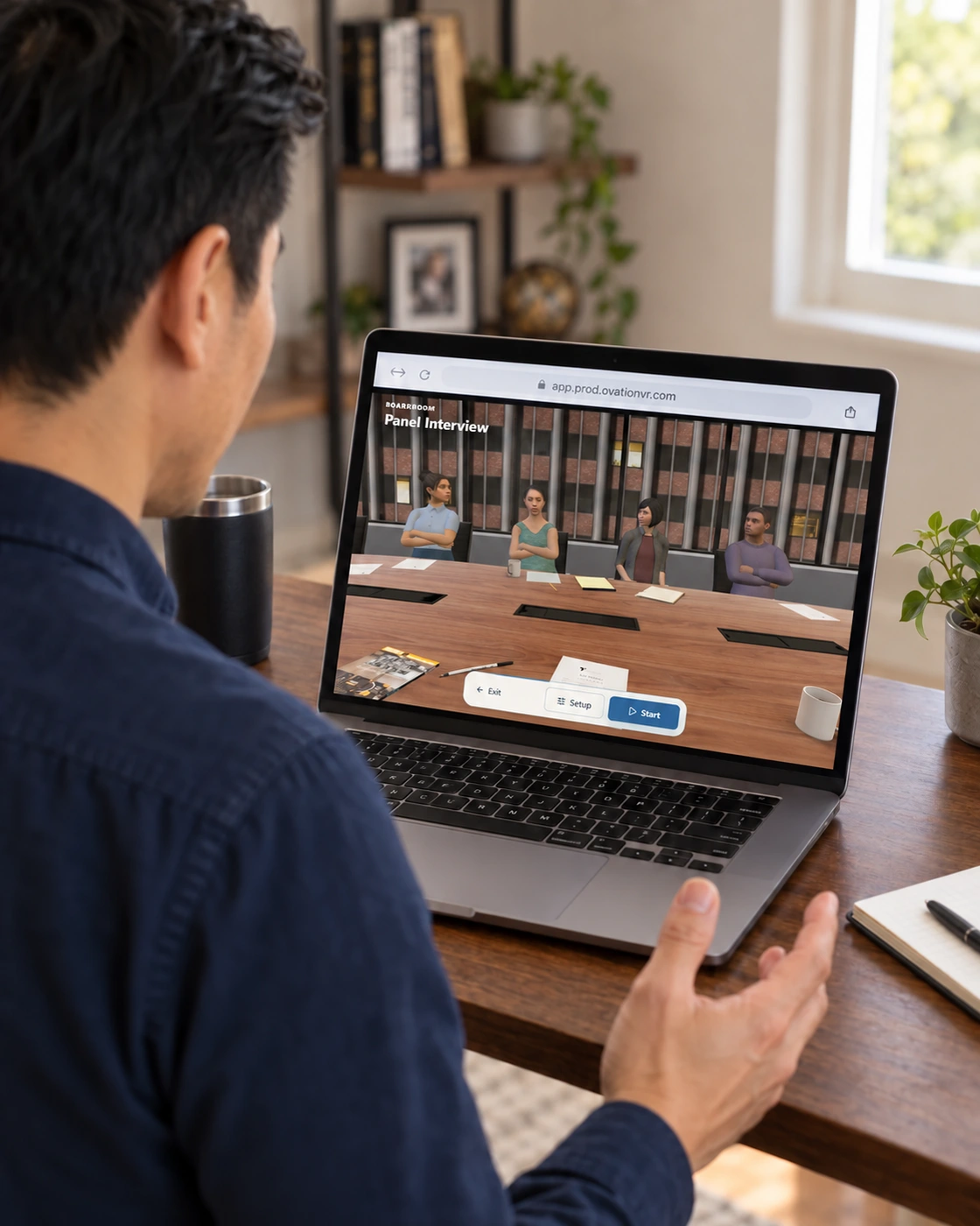 Communication practice on a laptop in the Web App